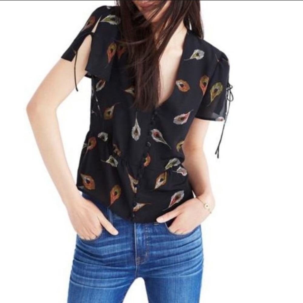 Madewell Silk Belle Peacock Blouse